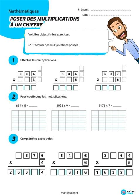 multiplication à 1 chiffre.